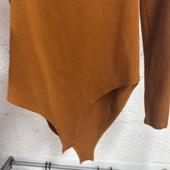 Bronze Long Sleeve Asymmetrical Body Suit - Button Snap Botton - NWOT - Small - Picture 4 of 4